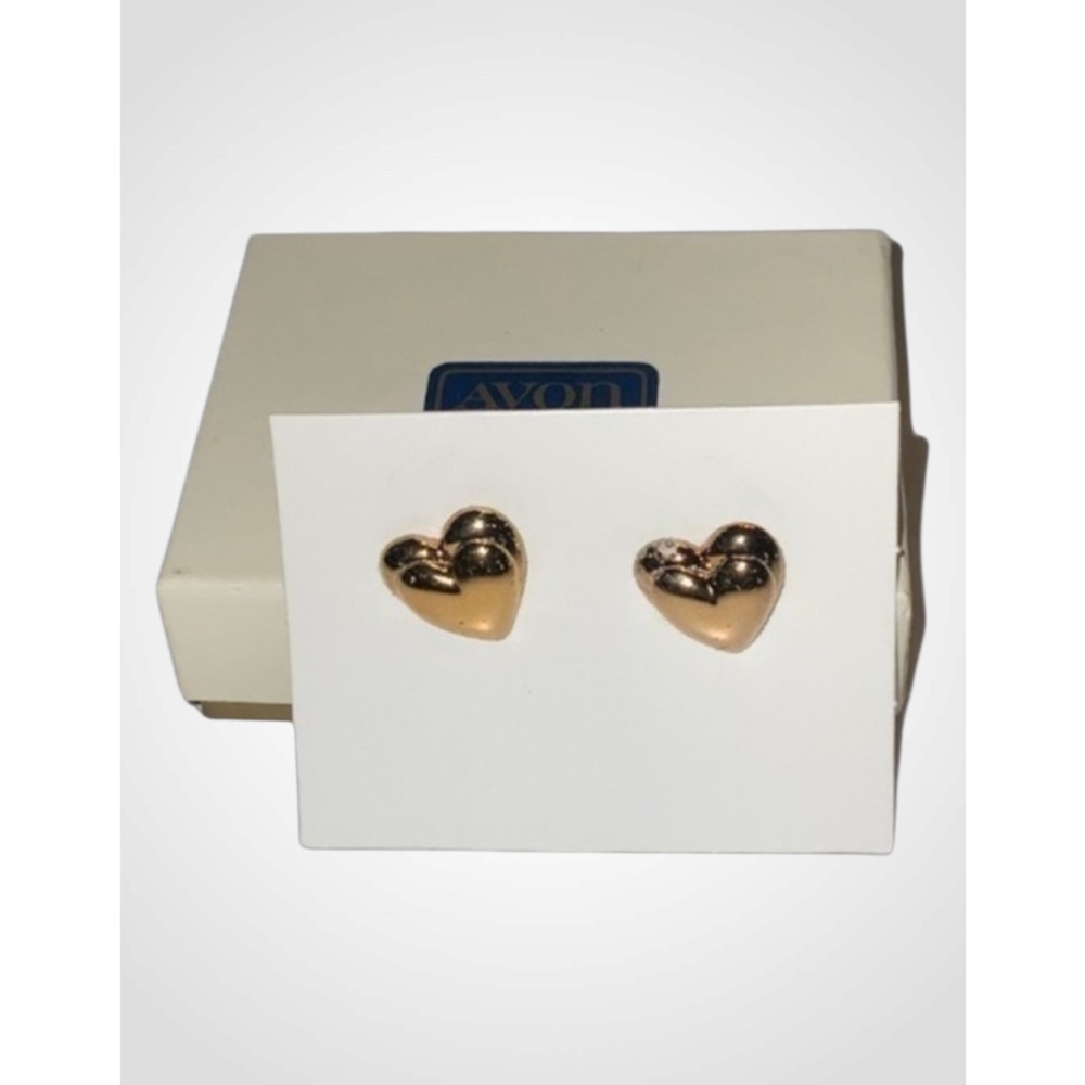 Avon 1/2” Gold Tone Heart Post Pierced Earrings